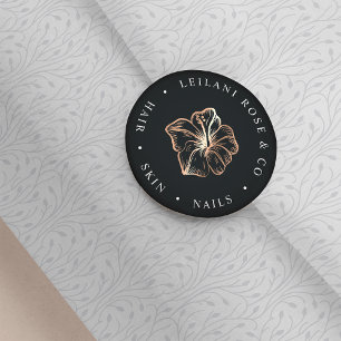 Sticker Rond Élégante fleur Hibiscus en cuivre personnalisée