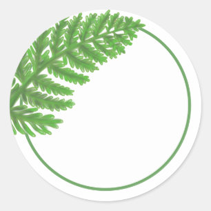 Sticker Rond Élégante fougères vertes feuilles de bois