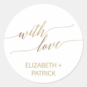 Sticker Rond Élégante Gold Calligraphie Mariage Faveur