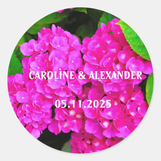 Sticker Rond Élégante Hydrangea rose florale de fleurs (Devant)