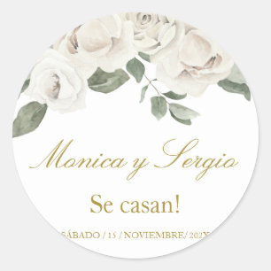 Sticker Rond Elégante invitation de mariage en espagnol