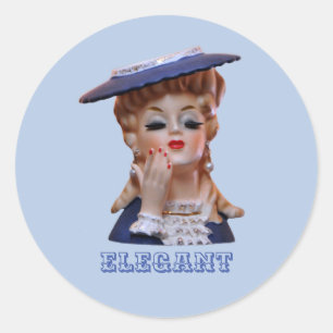 Sticker Rond Élégante Lady Head Vase Fancy Manicure Casquette