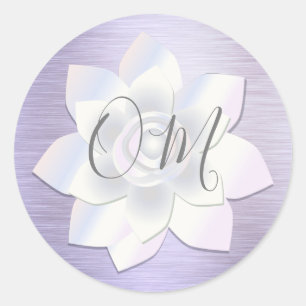 Sticker Rond Élégante Lavande Lotus OM
