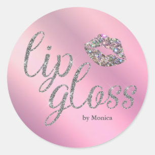 Sticker Rond Élégante Lilac Lip Gloss Business