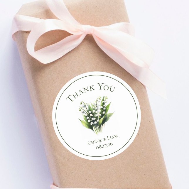 Sticker Rond Elégante Lily du Mariage de fleurs de la vallée (Créateur téléchargé)