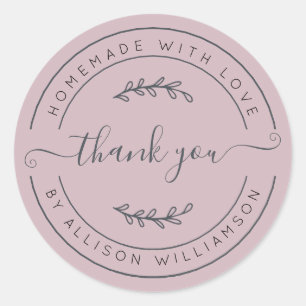 Sticker Rond Elégante Maison Faite Avec Amour Pastel Purple Mer