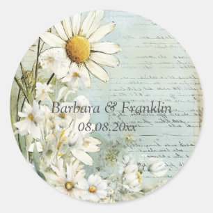 Sticker Rond Élégante marguerite blanche