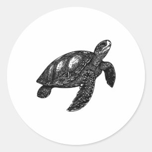 Sticker Rond Élégante Nage Vielle tortue d'eau Copier