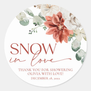 Sticker Rond Élégante neige rouge en amour Mariage d'hiver