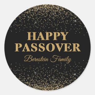 Sticker Rond Élégante Parties scintillant d'or Happy Passover S