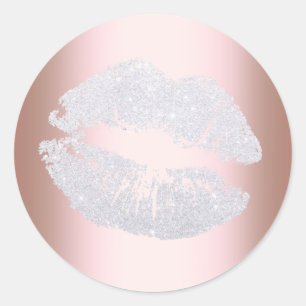 Sticker Rond Élégante parties scintillant moderne argent lèvres