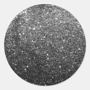 Sticker Rond Elégante Parties scintillant noire Faux