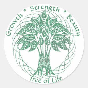 Sticker Rond Élégante Parties scintillant verte Arbre de vie Cr