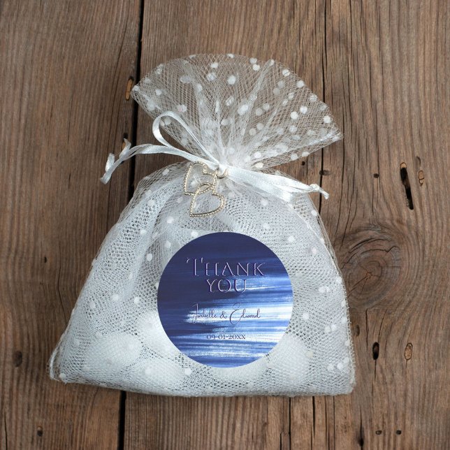 Sticker Rond Élégante peinture marine et blanche à aquarelle (Créateur téléchargé)