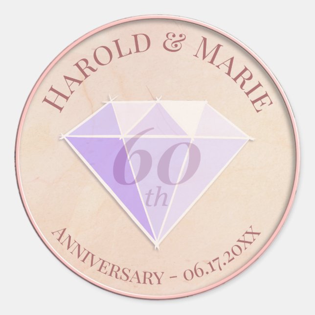 Sticker Rond Elégante pierre diamant de mariage (Devant)