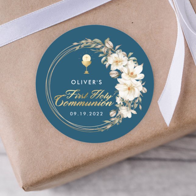 Sticker Rond Élégante première sainte communion (Créateur téléchargé)