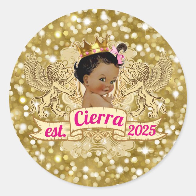 Sticker Rond Elégante princesse africaine rose|Parties scintill (Devant)