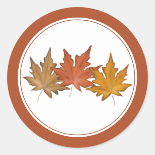 Sticker Rond Élégante récolte rustique de feuilles d'érable rou