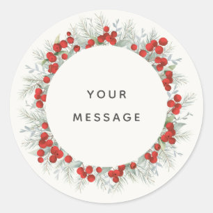 Sticker Rond Elégante Red Berries Multipurpose Vacances/Noël