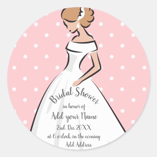 Sticker Rond Élégante robe de mariage Invitation (Devant)