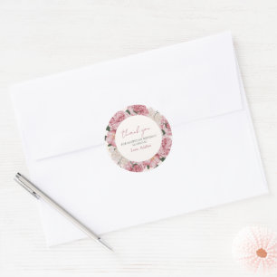 Sticker Rond Élégante rose florale fille Merci d'anniversaire F