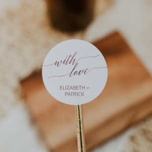 Sticker Rond Élégante Rose Gold Calligraphie Mariage Faveur
