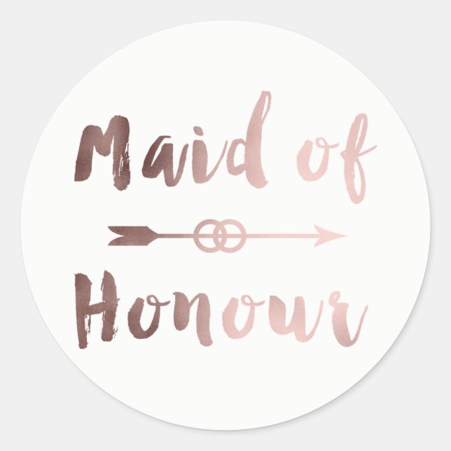 Sticker Rond élégante servante rose d'or d'honneur flèche maria (Devant)