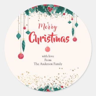 Sticker Rond Élégantes décorations de Noël pour la famille 