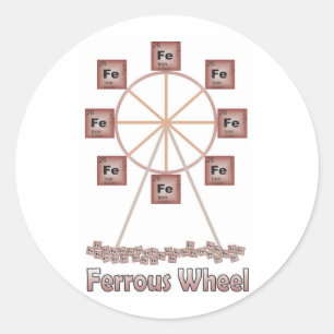 Sticker Rond Élément de chimie en fer de roue ferreux