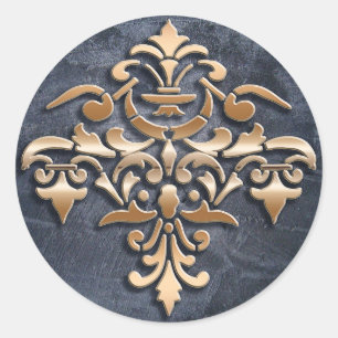 Sticker Rond Élément de style baroque sur arrière - plan grunge