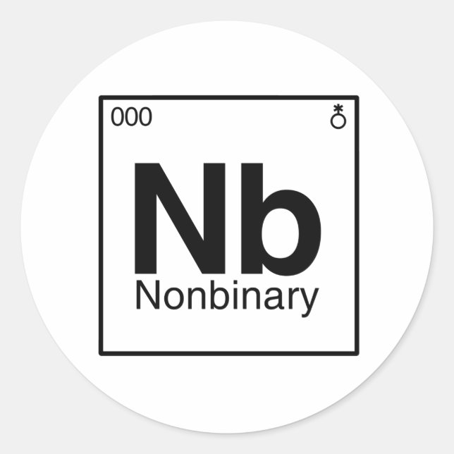 Sticker Rond Élément NB - Tableau périodique non binaire (Devant)