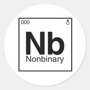 Sticker Rond Élément NB - Tableau périodique non binaire