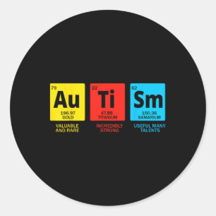 Sticker Rond Éléments autistes Tableau Périodique Asd Autism La