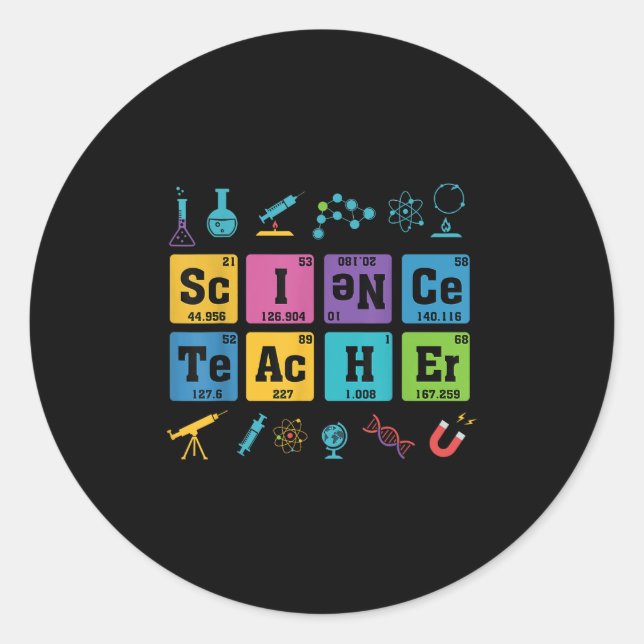 Sticker Rond Éléments de chimie des enseignants en sciences Tab (Devant)