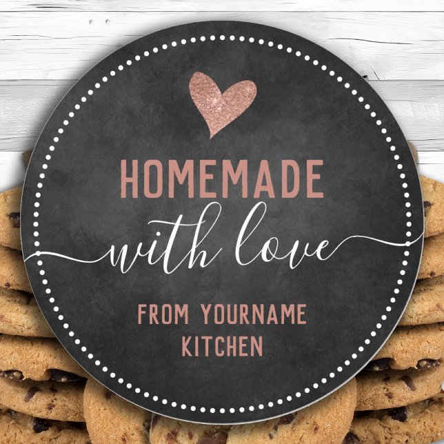 Sticker Rond Éléments de nourriture faits maison avec une écrit (Créateur téléchargé)