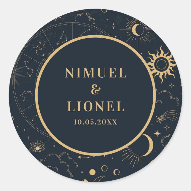 Sticker Rond Eléments mystiques célestes Enveloppe Starsignes (Devant)