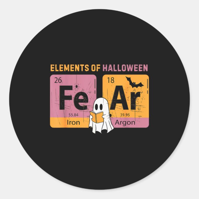 Sticker Rond Elements Of Halloween Fear Periodically Halloween  (Devant)