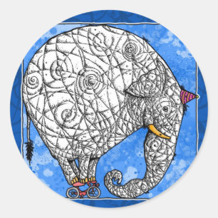 Sticker Rond éléphant