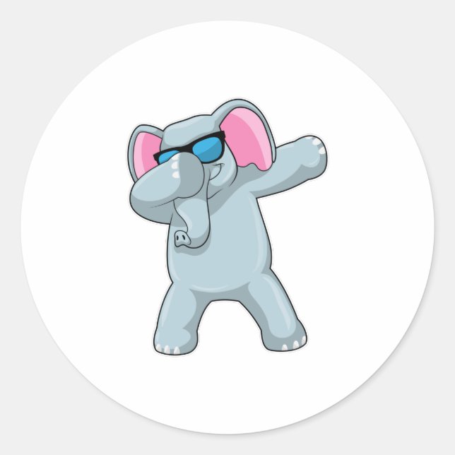 Sticker Rond Elephant à Hip hop Dance Dab (Devant)