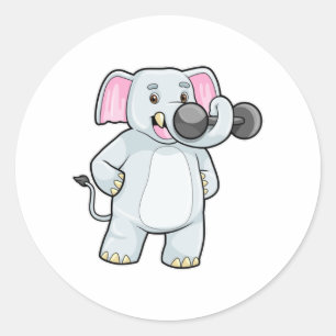 Sticker Rond Elephant à Strenght entraînement avec Dumbbell