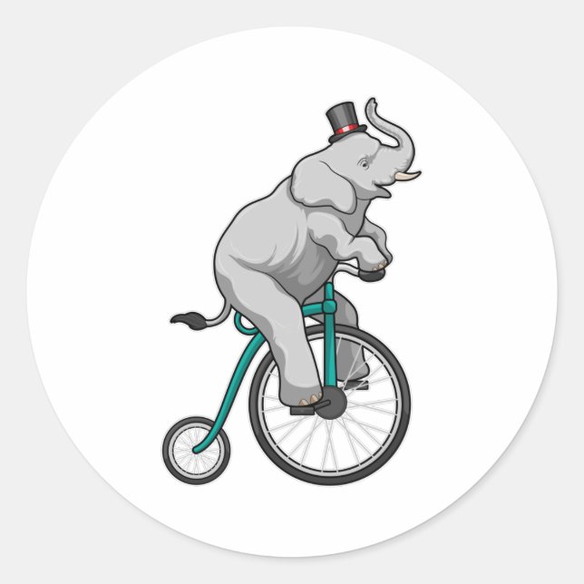Sticker Rond Eléphant au cirque avec vélo (Devant)