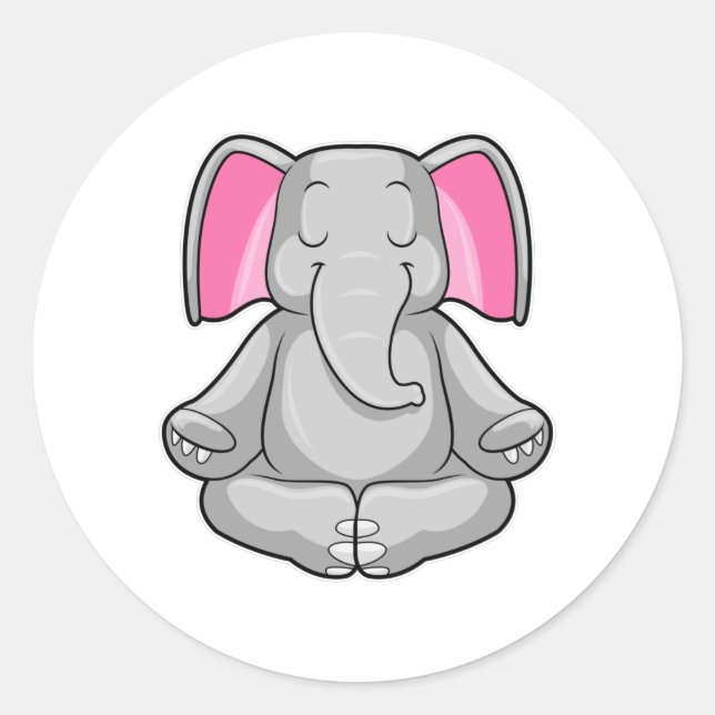 Sticker Rond Eléphant au yoga en jambe (Devant)