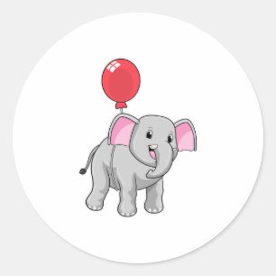 Sticker Rond Eléphant avec ballon