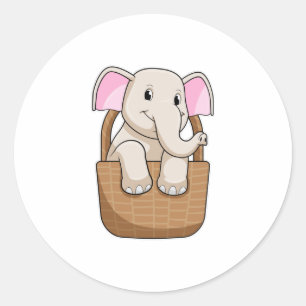 Sticker Rond Eléphant avec panier