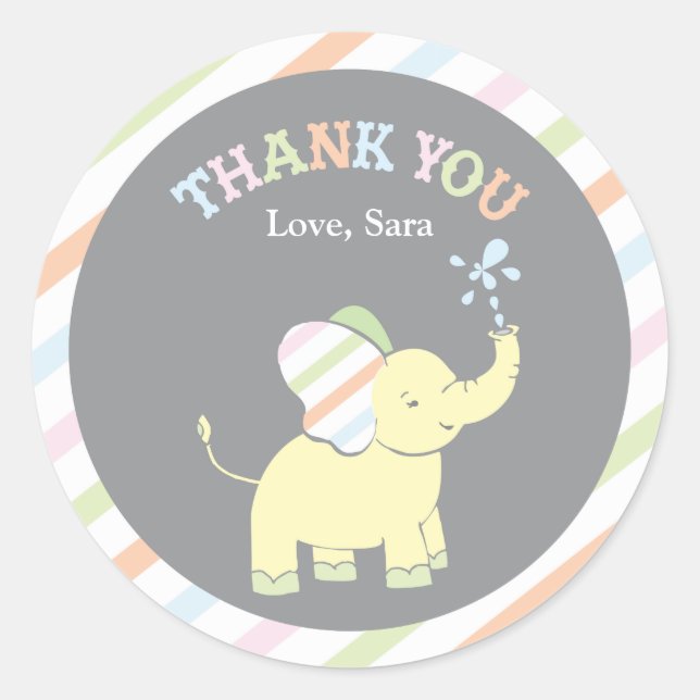 Sticker Rond Eléphant bébé | Favoriser l'autocollant (Devant)