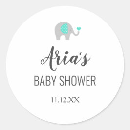Sticker Rond Eléphant bébé maman avec nuages Enveloppe douche