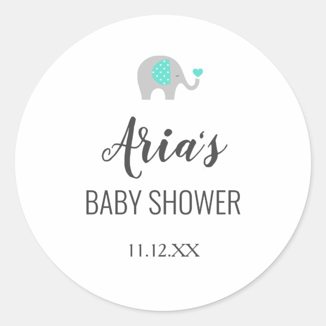 Sticker Rond Eléphant bébé maman avec nuages Enveloppe douche (Devant)