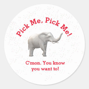 Sticker Rond Eléphant blanc mignon