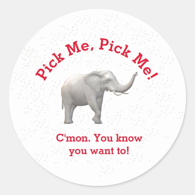 Sticker Rond Eléphant blanc mignon (Devant)
