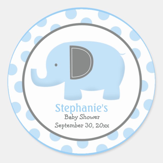 Sticker rond Eléphant bleu et gris (Devant)
